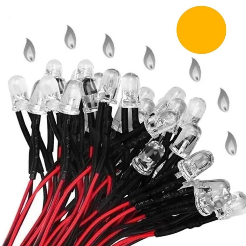 LED efecto llama 5mm 9V 12V (COLOR NARANJA)