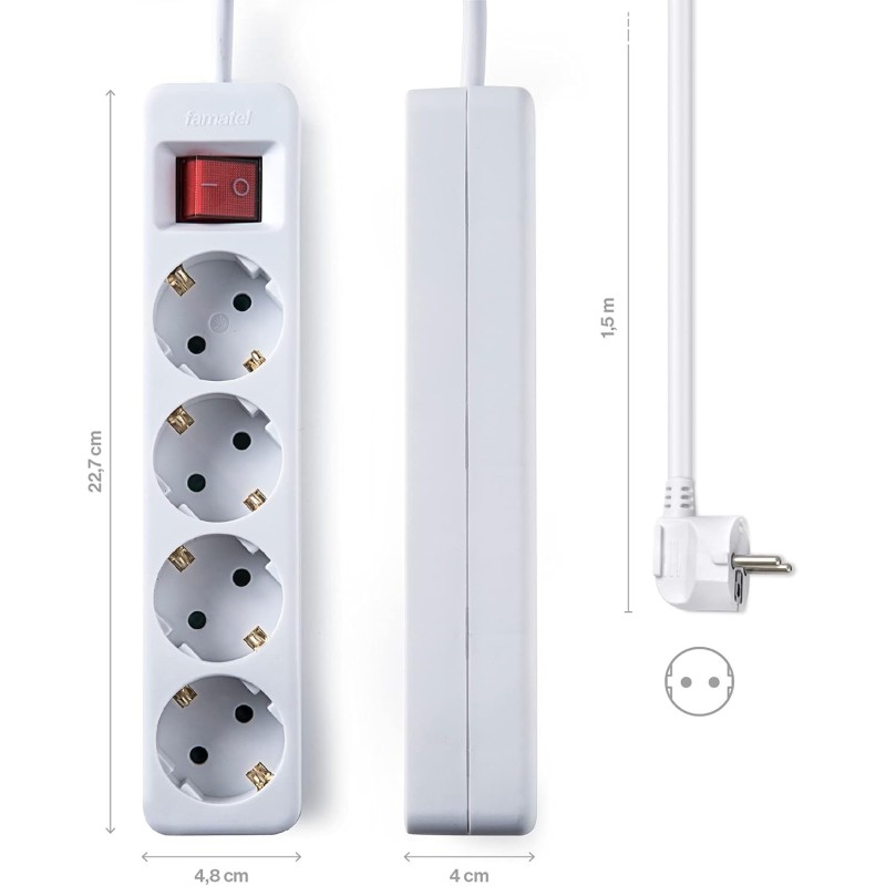 Regleta 4 enchufes con interruptor