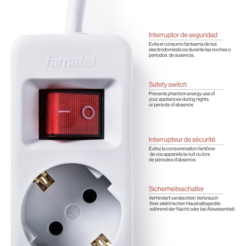 Regleta 4 enchufes con interruptor