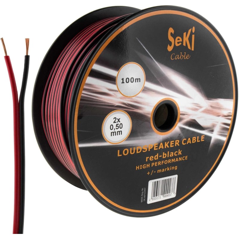 Cable 2 x 0,50 mm2 – 100 m – rojo y negro