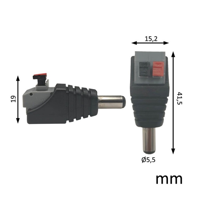Conector jack DC rápido MACHO