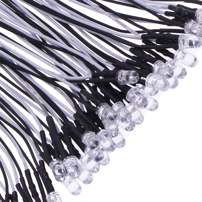 Cópia de LED de feixe de luz 3mm, 9-12V, pré-cabeado