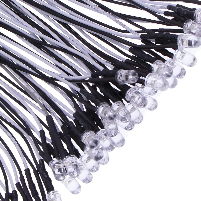 Cópia de LED de feixe de luz 3mm, 9-12V, pré-cabeado