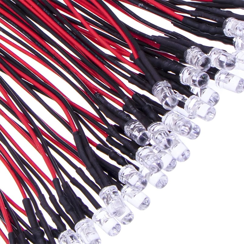 Cópia de LED de feixe de luz 3mm, 9-12V, pré-cabeado