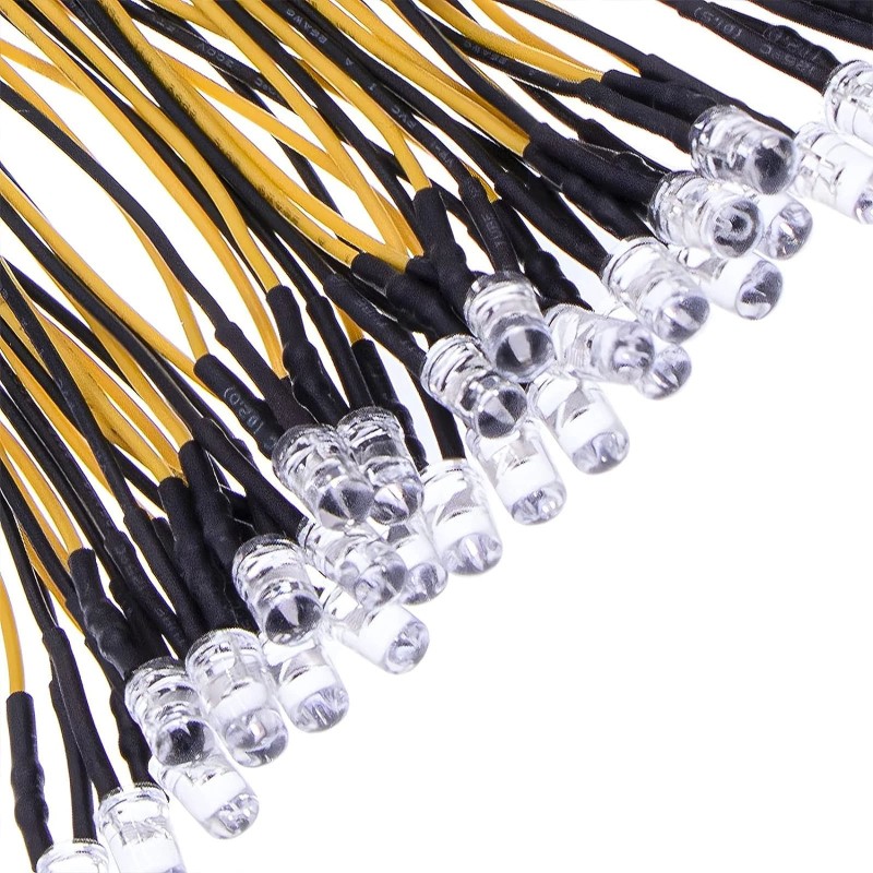 copia di LED fascio di luce 3mm, 9-12V, pre-cablato