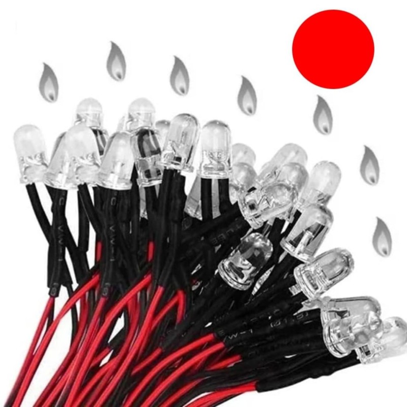 LED efecto llama 5mm 9V 12V (COLOR ROJO)