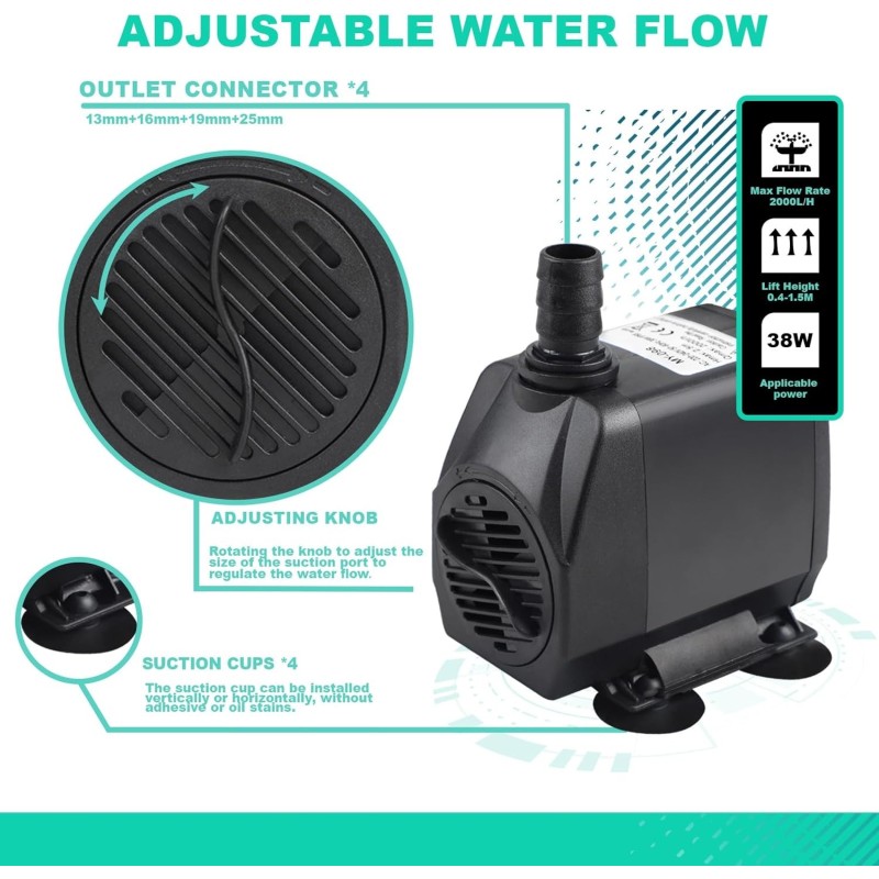Bomba Submersível 2000L/H 38W 220V